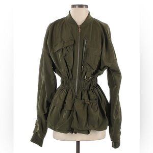 P.E Nation Streamline Athletic Army Jacket Green Zipper Size Small S